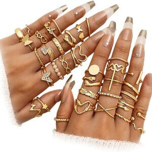 36PC Boho Gold Dipped Knuckle Finger Rings SET - BRAND NEW